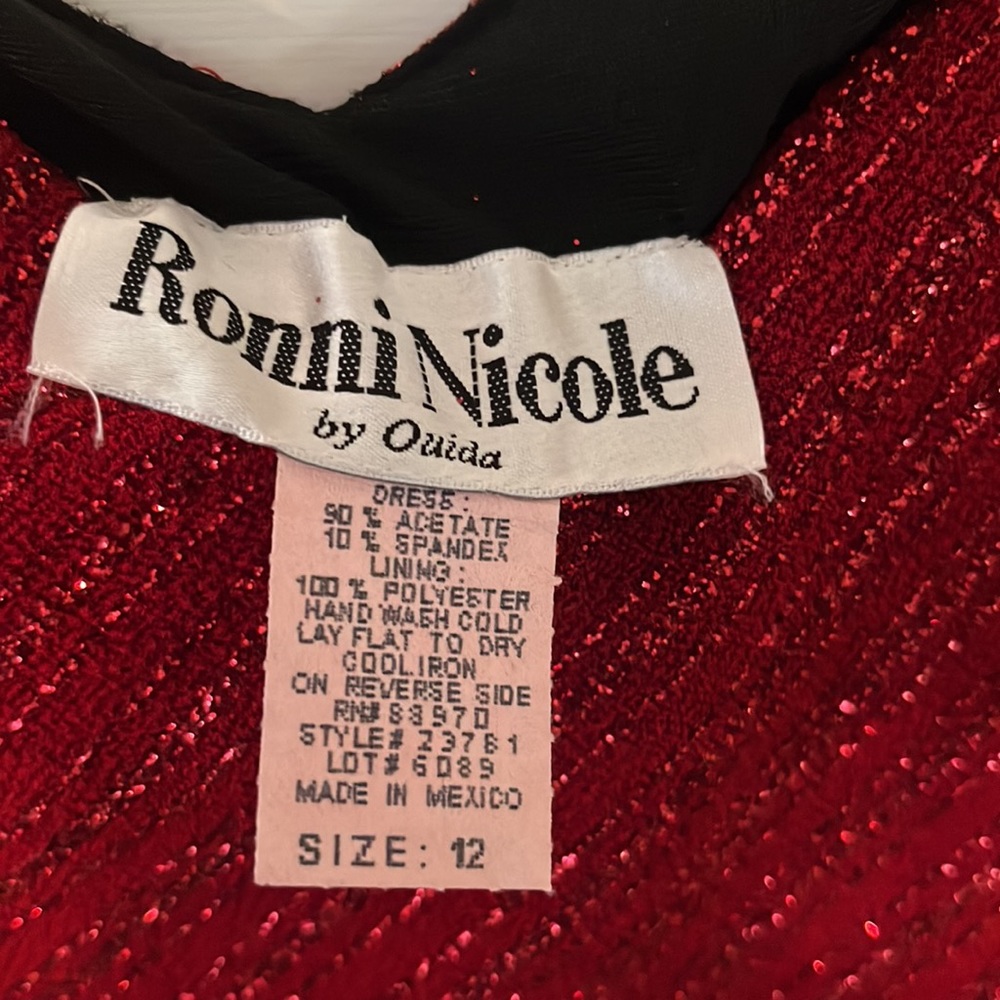 Red sparkled maxi dress.  Size 12.  Crepe like stretch fabric. Slip on. - Picture 3 of 3